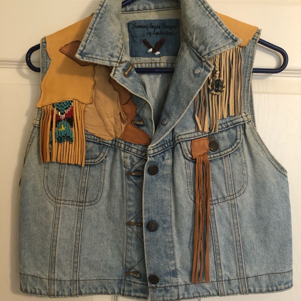 Western denim and leather vest